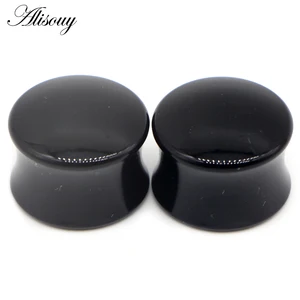 Alisouy Fashion 2Pcs Putih Hitam Transparan Akrilik Telinga Terowongan Plug Telinga Alat Pengukur Piercing Pelana Expander Tandu Tubuh Perhiasan 10 pengukur hitam penjualan terbaik - №