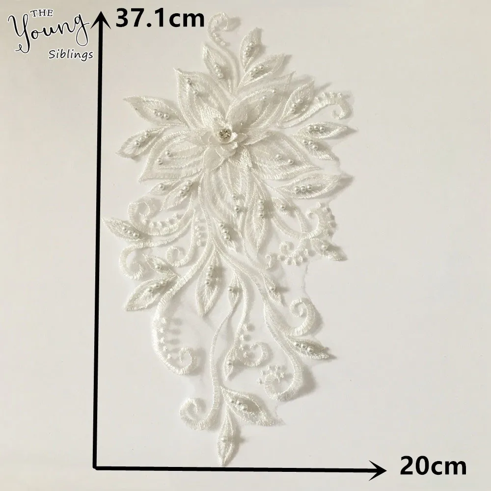 3D flower application ABS pearl Lace collar DIY Rhinestone Lace fabric laces Embroidery craft materials Dress Sewing accessories