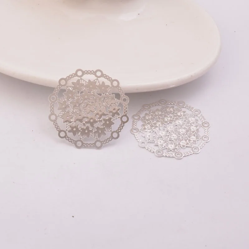 50 Stück AB4136 30mm Runde Blumen-Verbinder aus Metall-Messing für Schmuck- und Ohrring-Zubehör – Detail 10