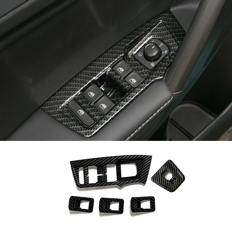 

For Volkswagen VW Seat Tarraco 2018 19 2020 Carbon fiber Car Door Window glass Lift Control Switch Panel Cover Trim Accessorie