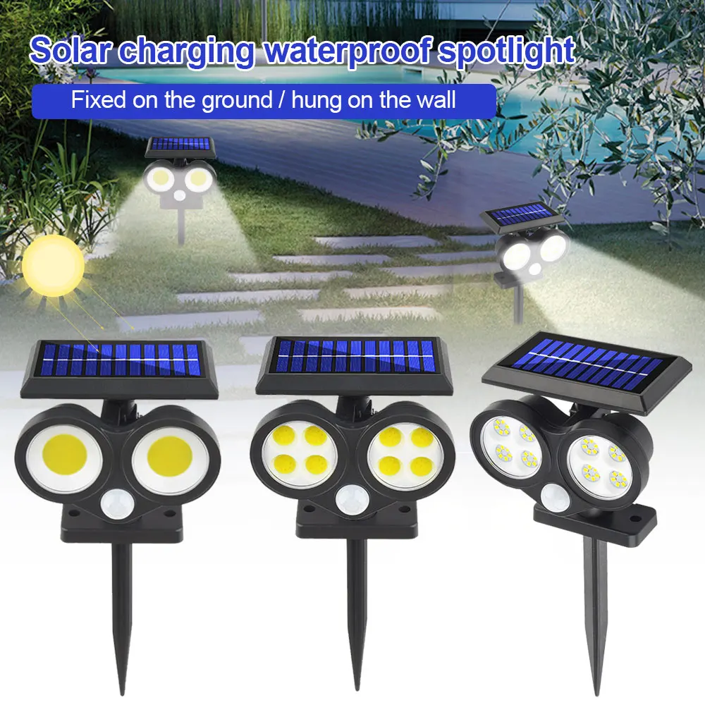 3 Modes 48LED/54COB/64COB Solar Wall Light Outdoor Garden PIR Motion Sensor Street Light Waterproof Sunlight With Grounding Plug