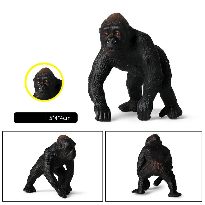 4Pcs/set Wild Animals Realistic Gorilla Chimpanzee Solid Model Ornaments Action Figure Figurine Education Toys for Children