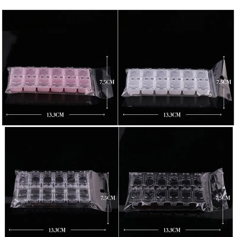 4 Colors Nail Storage Case Organizer Clear Plastic Empty Box Nail Art Rhinestones Gems Jewelry Beads Container