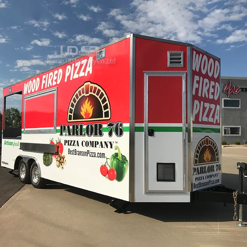 Mobile Kitchen Restaurant Food Truck Hot Dog Ice Cream Cart Halal Taco Van Concession Food Trailer Pizza Oven Trailer For Sale