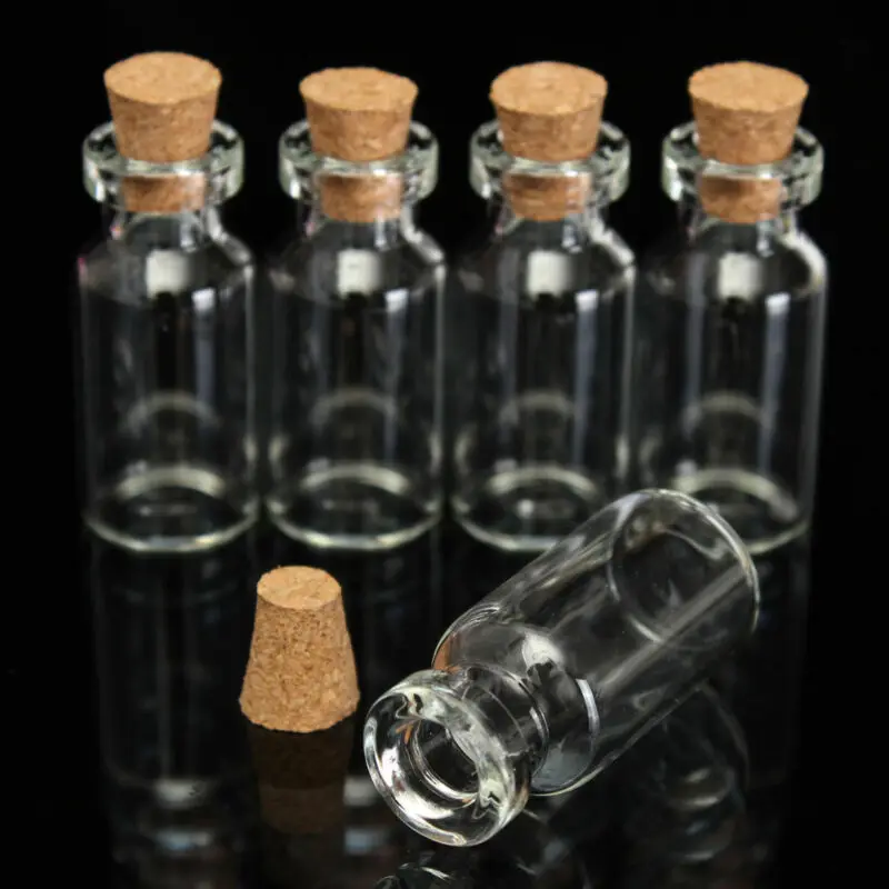 

50pcs 16x35mm Lovely Small Bottle Tiny Clear Empty Wishing Glass Message Vial With Cork Stopper 2ml mini Containers.