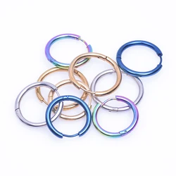 8-20mm Stainless Steel Earrings For Women Men Jewelry Hoop Ear Rings Piercing Round Silver/Gold/Rainbow/Navy Color Earring Gift