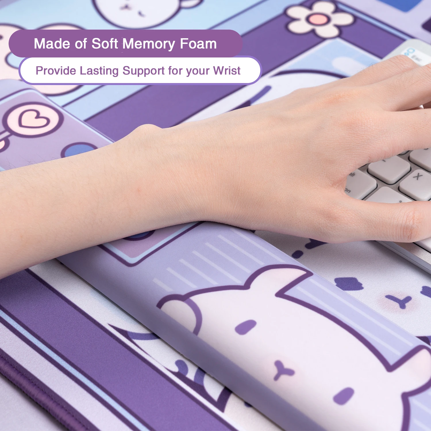 Lớn Kawaii Miếng Lót Chuột Chơi Game Thỏ Tai XXL Bàn Làm Việc Kèm Cổ Tay Không Thấm Nước Bọc Chống Trượt Bàn Để Laptop phụ Kiện