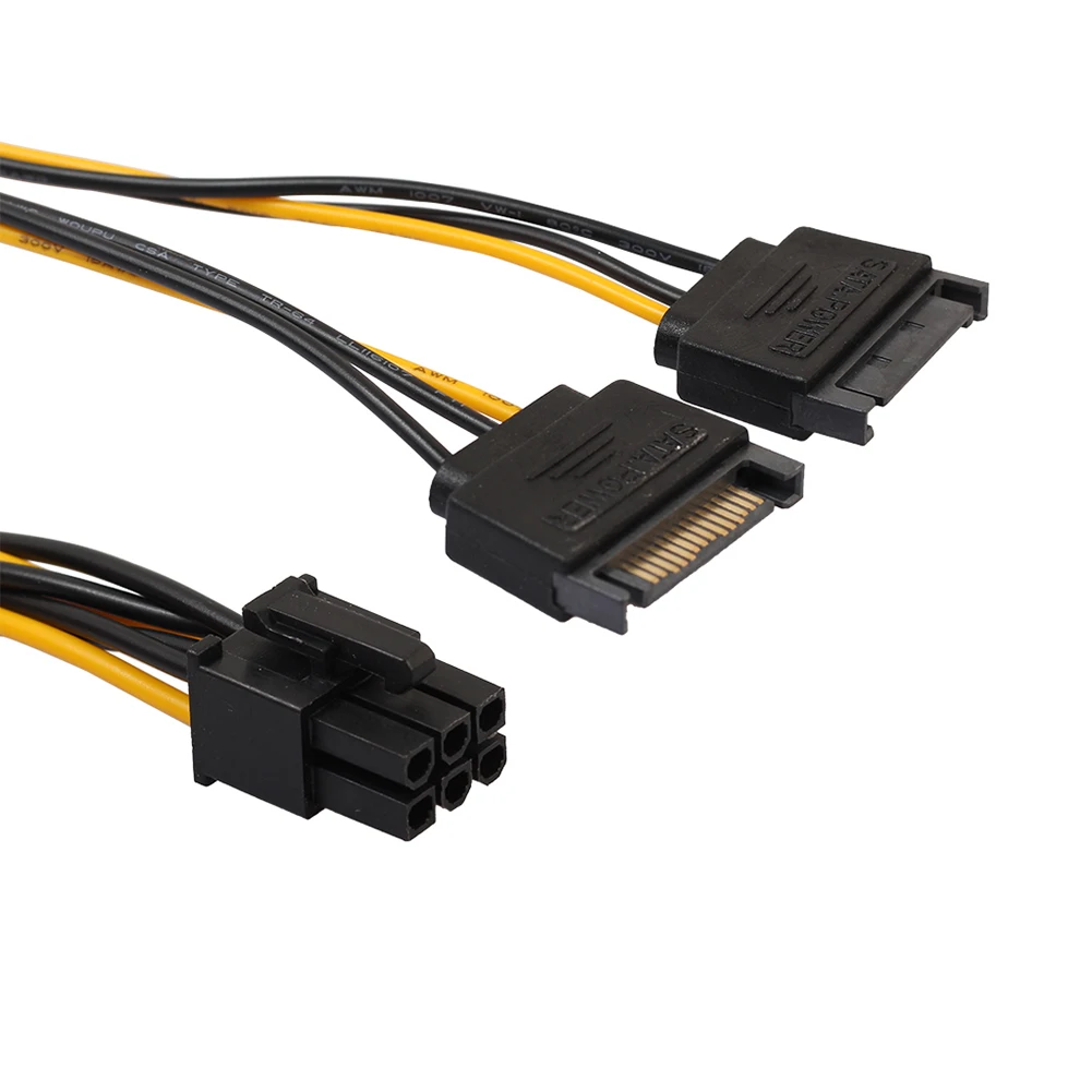 Nieuwe 7 Inch 6 Pin Pci Dual Sata 15 Pin Express Card Power Cable Connector Cord
