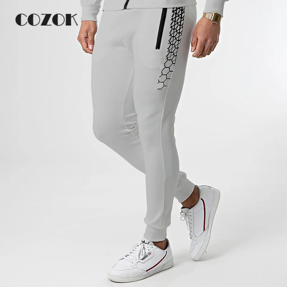 Mannen En Najaar Hoge Kwaliteit Mode 3d Sportkleding Pak Nieuwe Lange Mouwen Rits Hoodie + Jogging broek 2-Delige Set