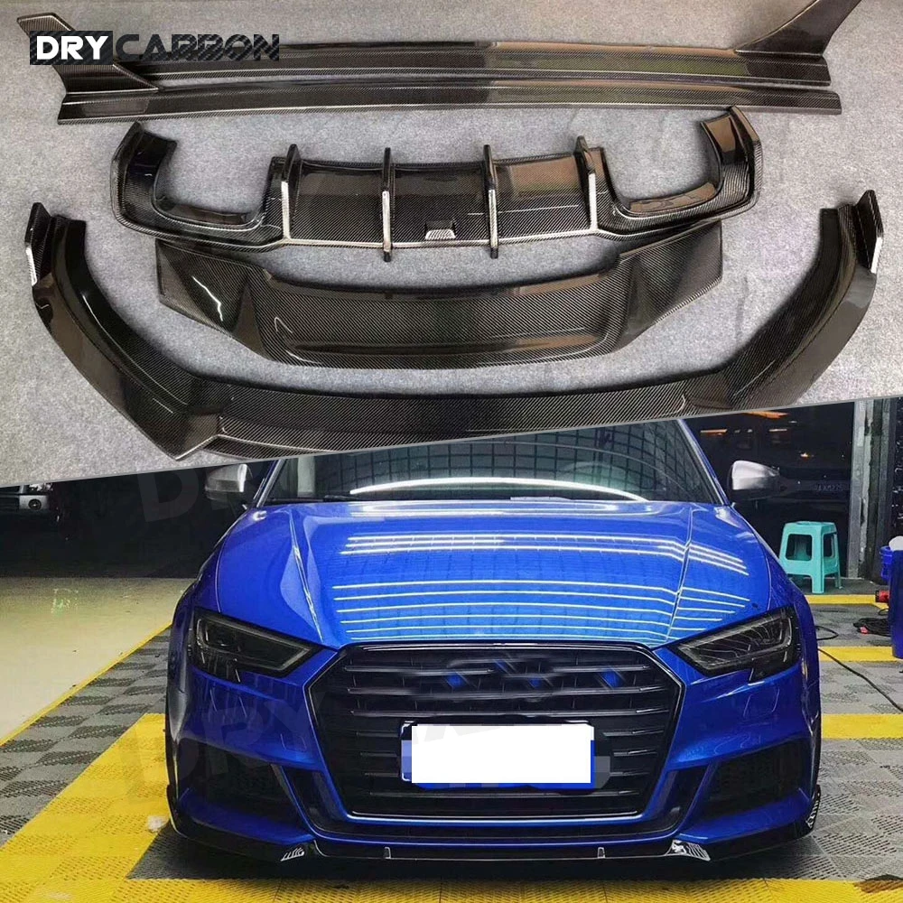 

Carbon Fiber Front Bumper Lip Chin Rear Diffuser Spoiler Side Skirts Body Kit For Audi A3 S3 Sedan 2017 2018 2019 Accessories