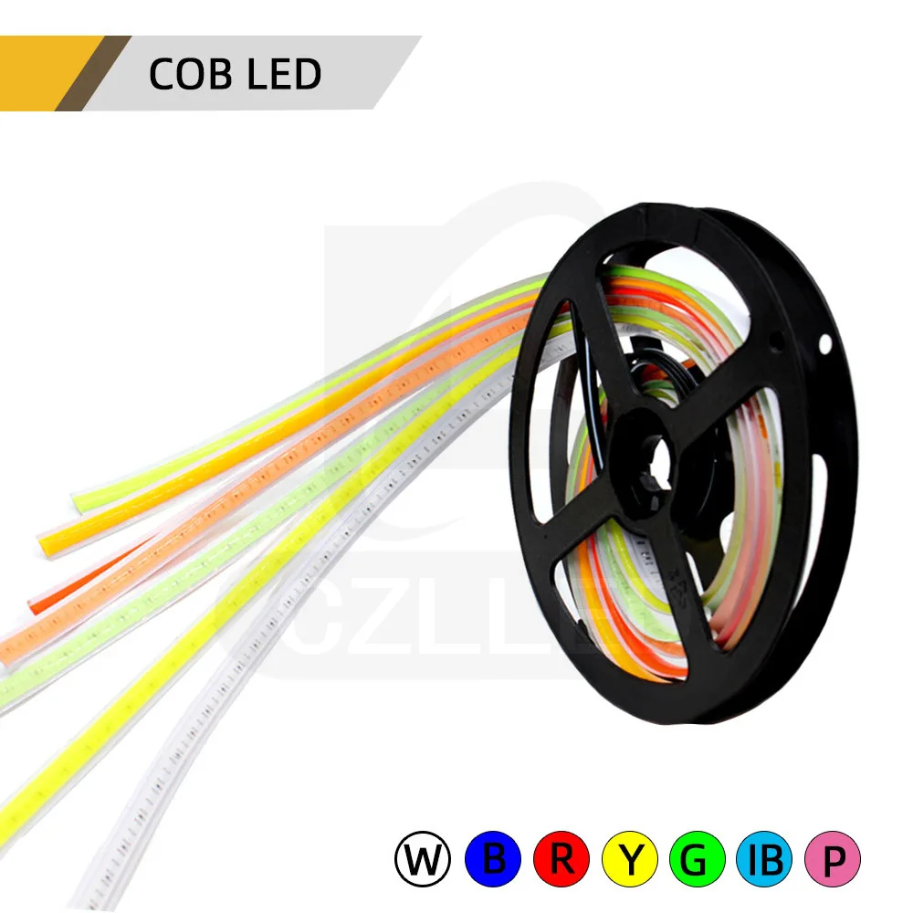 ZZEL ZYEL Flexible COB LED Strip Light 12Watt/M DC5V 12V 24V RGB High Density White/Warm /Yellow/Red/Blue/Green