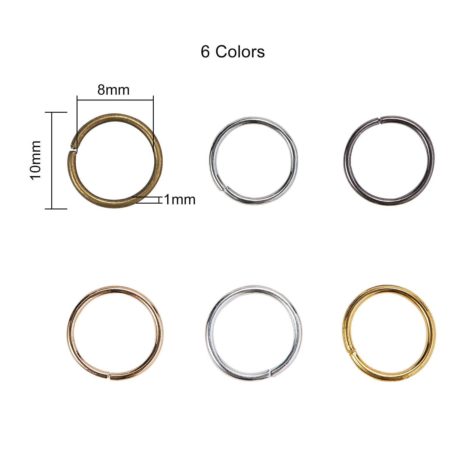 600Pcs 8mm 10mm Iron Jump Rings Round Close but Unsoldered Split Rings for DIY Jewelry Necklace Earrings Making Crafts Materials