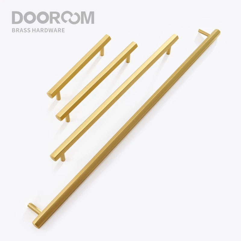 Dooroom Brass Hexagon Furniture Handles Long Modern Pulls Cupboard Wardrobe Dresser Shoe Box Drawer Cabinet Knobs