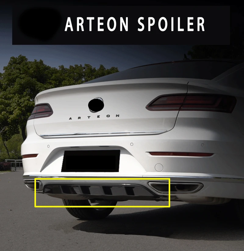 For vw Arteon Rear Diffuser 2018 2020 2021 2022 Arteon R Body Kit Gloss Black Lip Trunk Spoiler Bumpers Protector Accessory