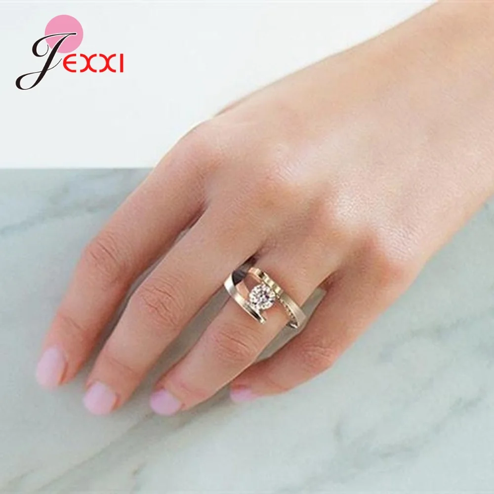 Luxury Bridal Rings Size 6 7 8 9 10 New Princess 925 Sterling Silver Rose Gold Color Women Rhinestone Crown Engagement Jewelry