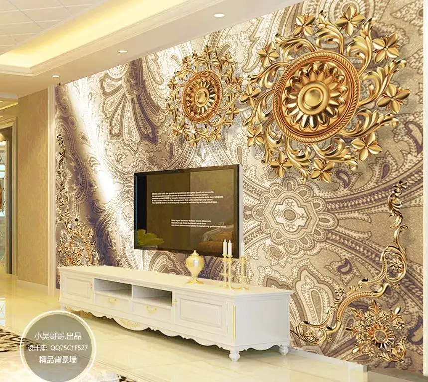 

Custom Wallpaper 3D Stereoscopic European metal pattern wallpaper 3d Living room bedroom Silk TV background wall