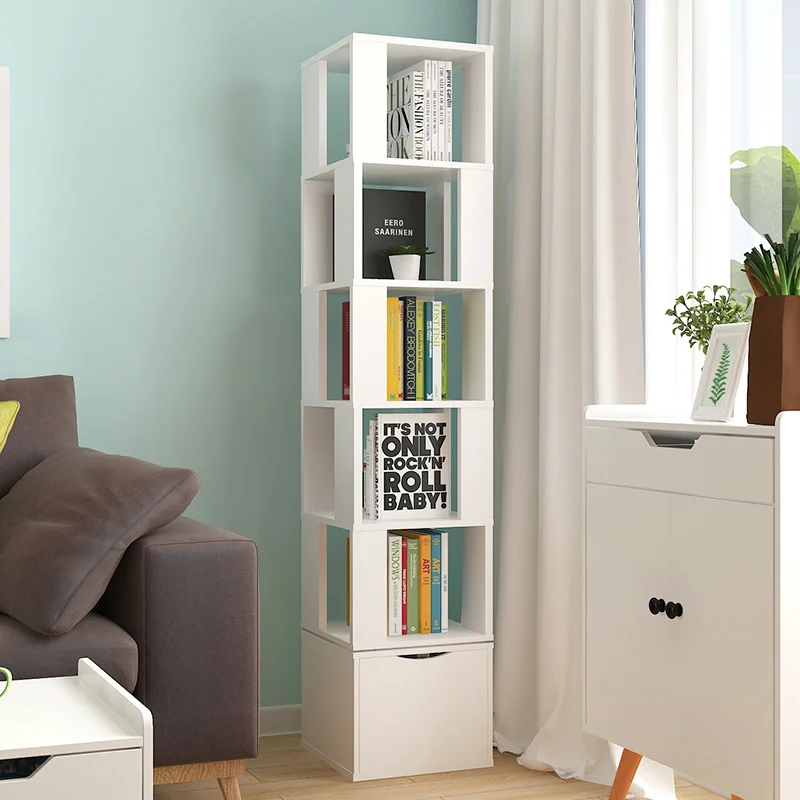 

Rotating Bookshelf Floor Shelf Simple Bookcase Student Creative Multifunctional Living Room Storage Cabinet