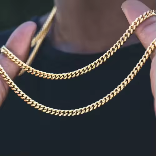 Vnox Cuban Chain Necklace for Men Women,Basic Punk Stainless Steel Curb Link Chain Chokers,Vintage Gold Color Solid Metal Collar - Image 3