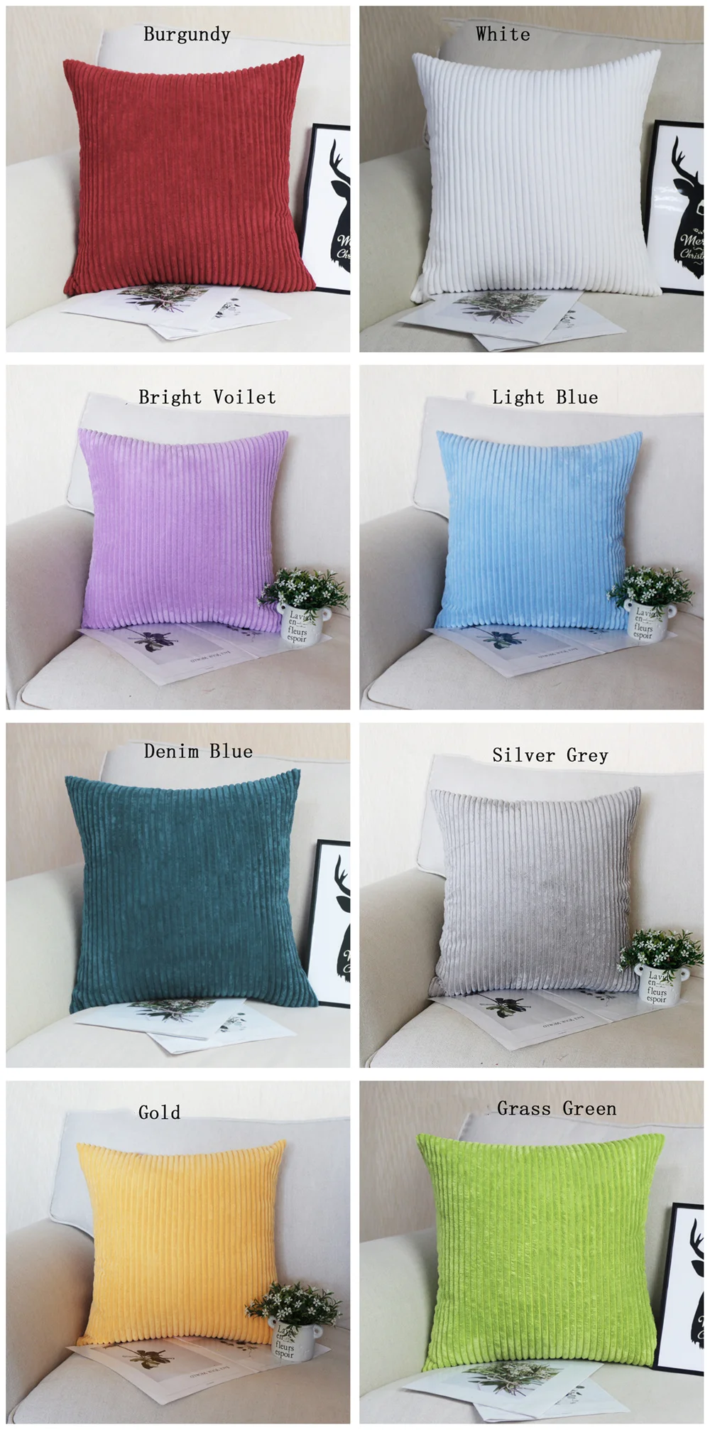 Supersoft Cord-Kissenbezug, einfarbig, gestreift, Dekokissenbezüge, dekorativer Kissenbezug für Sofa, Bett, Wohnzimmer, Dekoration – Detail 10