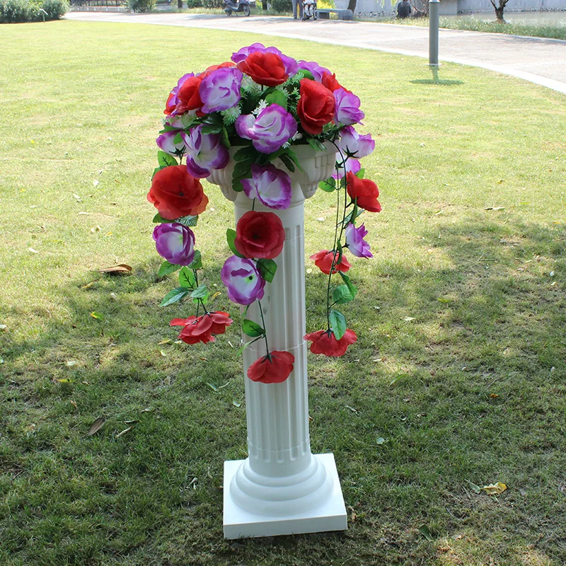 New Artificial Silk Rose Lily Flower With Roman Column for Shopping Malls Open Celebration Pillar Supplies 4 Sets/Lot