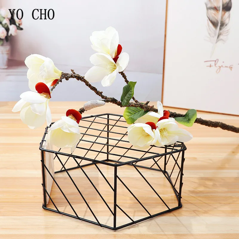 YO CHO 9 Heads Magnolia Artificial Silk Flowers Wedding Christmas Living Room Decoration Flores Long Stem Artificial Faux Flores