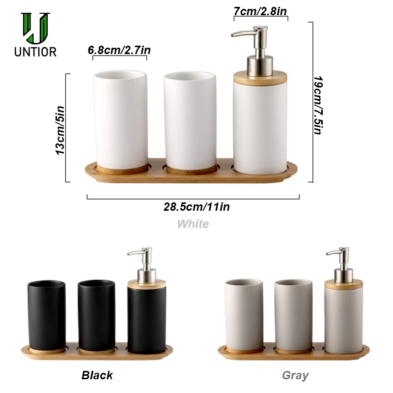 UNTIOR 3PCS Keramik Badezimmer Zubehör Set Mode Seife Dispenser Zahnbürste Halter Tumbler Keramik Haushalt Bad Produkt