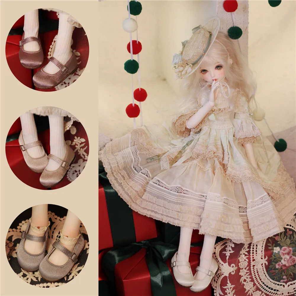 In Stock BJD /SD Shoes 1/6 1/4 Multi-color Soft Silk Surface Round-toe Flat Shoes Girls BJD Doll Accessories