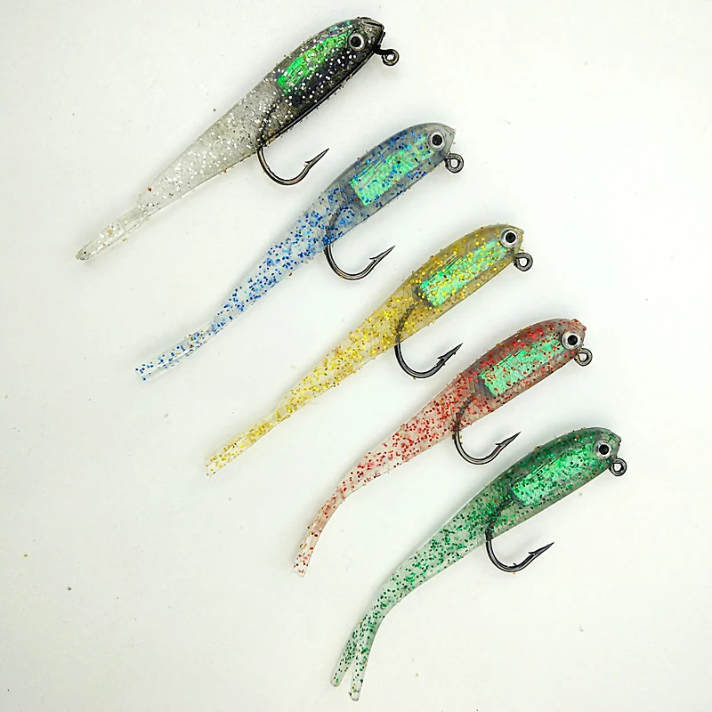 transparent fake fish lure bait 3pcs/set 7cm length 6g bass fishing bait seawater fishing black blue red green soft hook fish