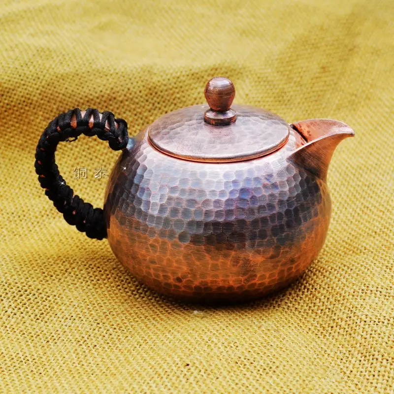 Handmade Pure Copper Teapot Water Kettle Small Handle Lid Top Grade Gift Retro