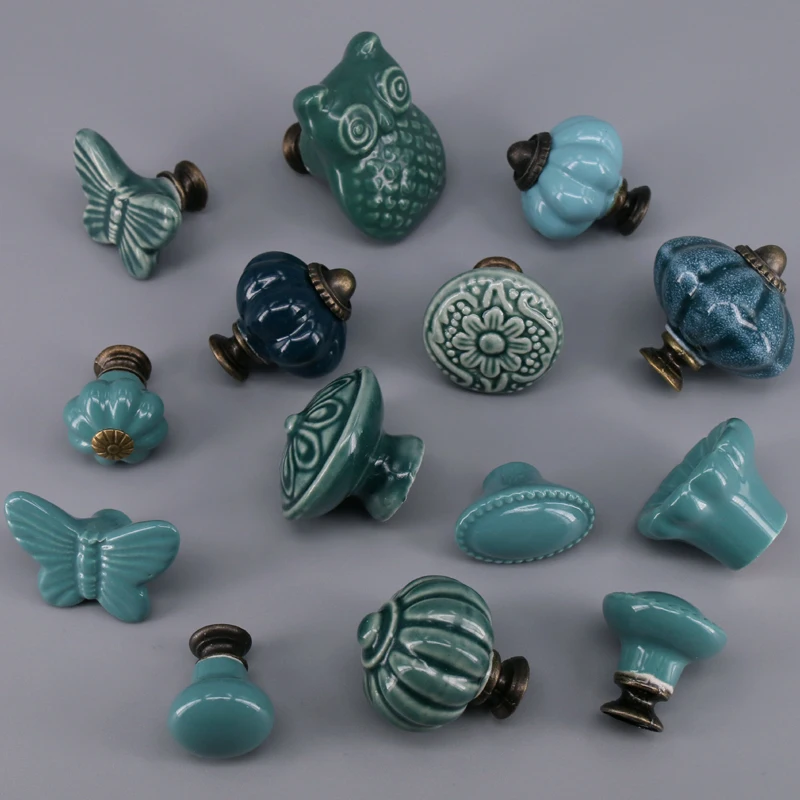 1PCS Ceramic Cabinet Handles and Knobs Art Style Drawer Dresser handle Door Pulls Furniture Hardware Accessories
