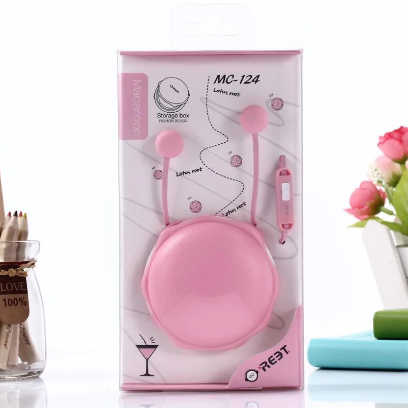 Cute Macaroon Earphones Kids Cookie Earphone Pink Girl Earbuds Baby Children Gift Hset Macarons for Ipad Mobile Phone Call MP3