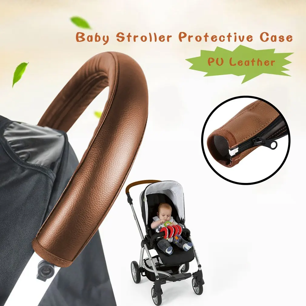 Viagem carrinho de bebê pram couro do plutônio caso protetor acessórios capa para braço cobre lidar com cadeiras de rodas alta qualidade