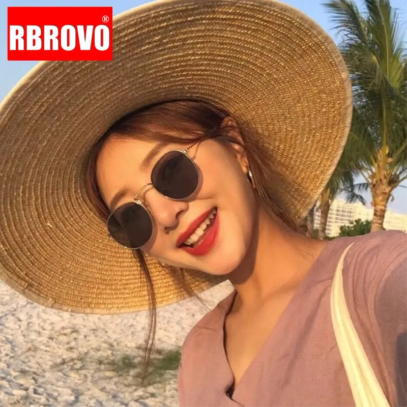 

RBROVO 2023 Classic Street Beat Retro Sunglasse Mirror Round Eyeglasses Men Brand Design Glasses Driving Oculos De Sol