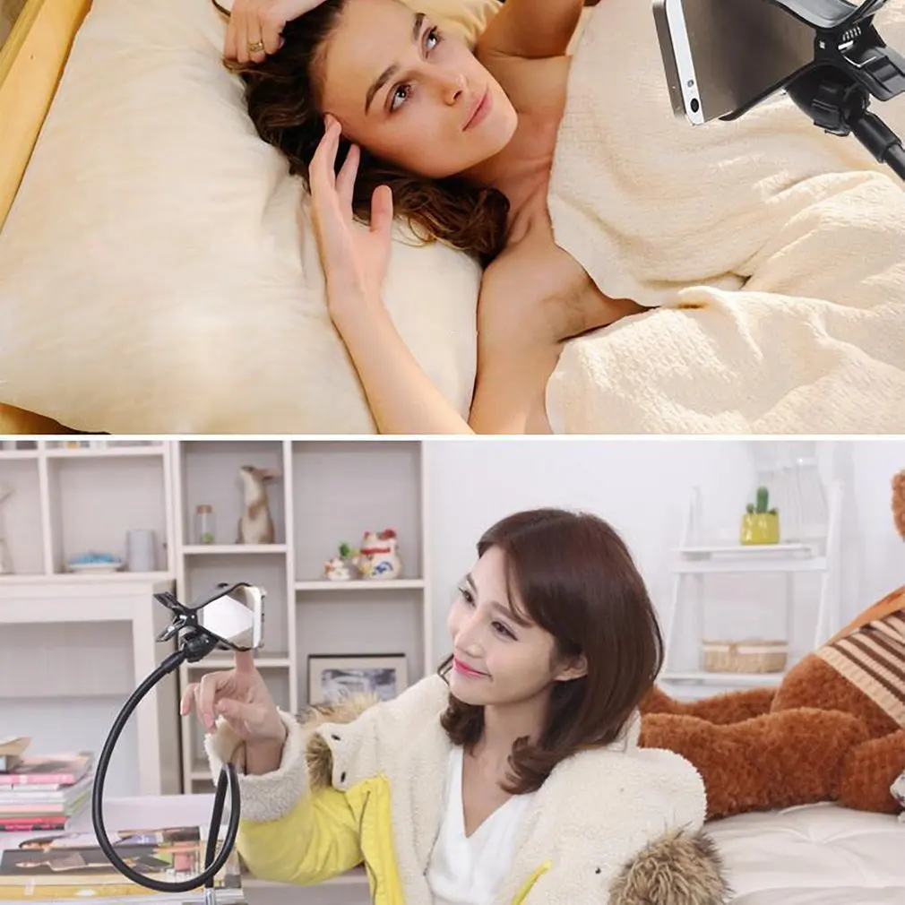 Flexible 360 Rotation Clip Mobile Cell Phone Holder Lazy Bed Desktop Bracket Mount Stand Phone Clip Holder