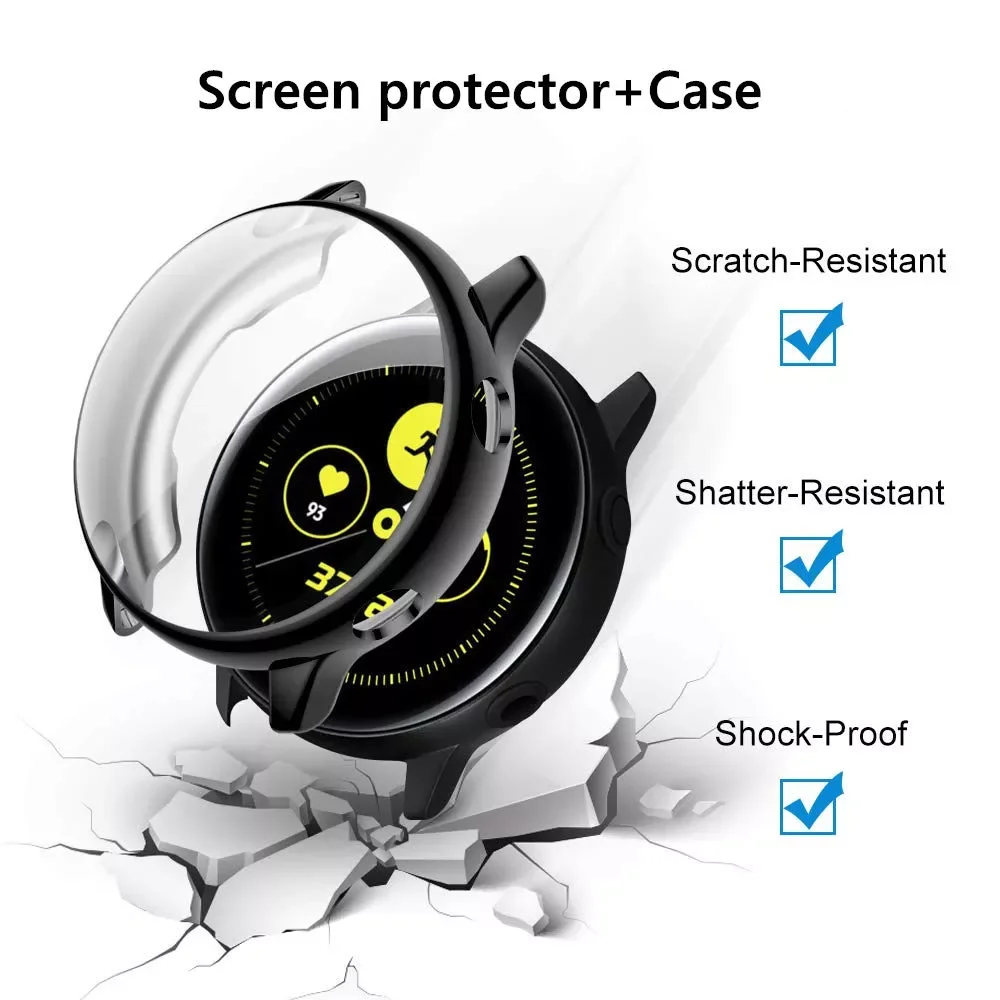 Horloge Case Voor Samsung Galaxy Horloge Actieve 2 44Mm 40Mm Tpu Rondom Bumper Screen Protector + film Smartwatch Cover Accessoires