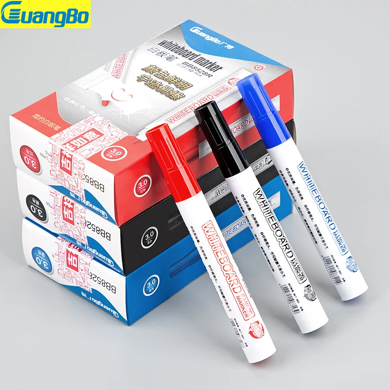 Guangbo 10Pcs/Lot Whiteboard Markers Black/Blue/Red Refill Ink Pen Set For School Supplies Children's Drawing Pen Escola Office