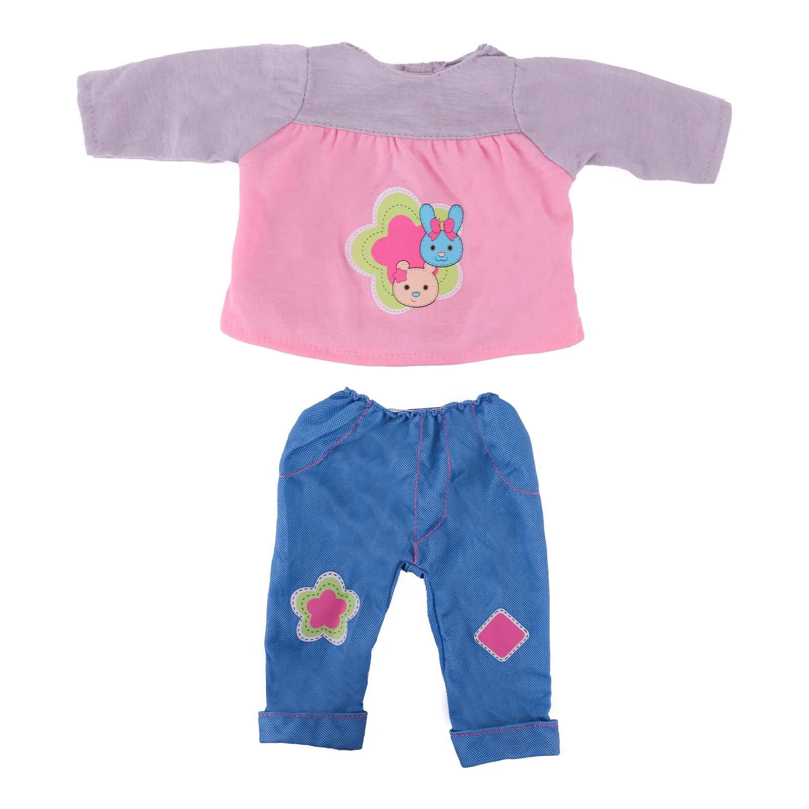 ตุ๊กตาเสื้อผ้า Jumpsuit สีชมพูน่ารักหมี/กระต่าย Bunny พิมพ์สำหรับตุ๊กตาอเมริกัน18นิ้ว & 43ซม.Reborn เสื้อผ้าเด็กอุปกรณ์เสริม,ของขวัญเด็ก