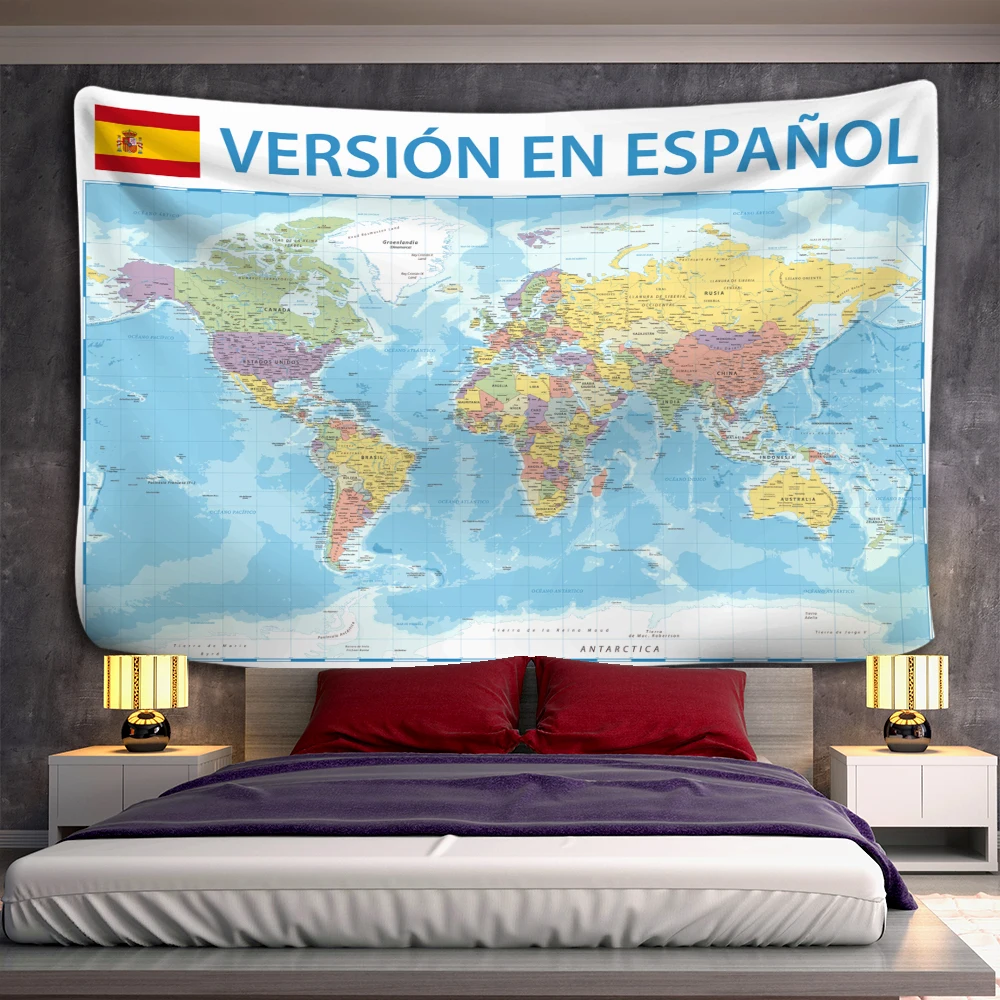 Spain Map Tapestry Wall Hanging Bohemian Style Art Science Fiction Psychedelic Mandala Living Room Home Decor