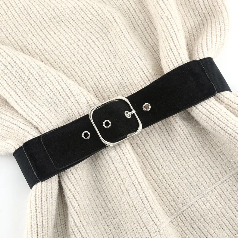 Suede Belts Women\'s Autumn Winter Coat Belts Strong Color Wild Style Waist Band Pin Buckle Wrapped Flannel Vintage Belts