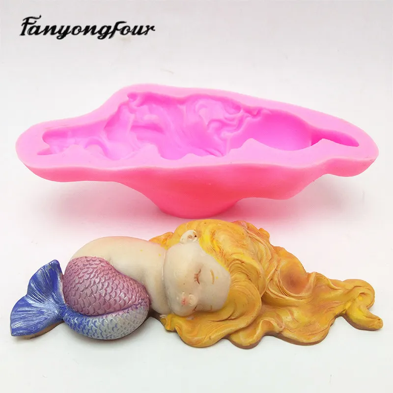 Cute Mermaid Silicone Mold DIY Inverted Resin Gypsum Candle Concrete Crystal Dropper Special Mold Craft Production