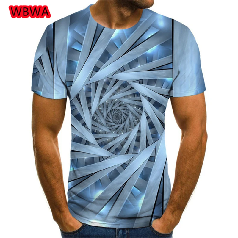 

2021 New Three-Dimensional Rotating Men's T-Shirt Summer Fashion Short-Sleeved 3D Round Neck Tops Visual Three-Dimensional Shirt