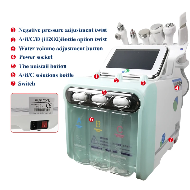 Kleine Blase Schönheit Maschine Wasserstoff Sauerstoff USA Erweiterte Version 6 in 1 Tiefenreinigung Hautverjüngung Feuchtigkeitsinstrument
