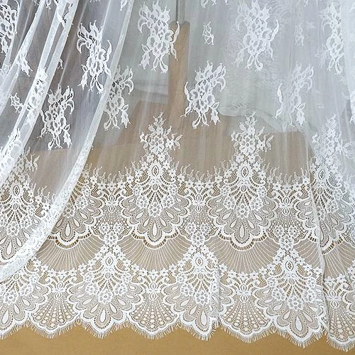 Soft Lace Fabric Dress Material Off White Black in Stock Width(height) 150cm Length 300cm