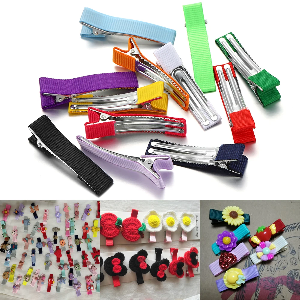 10pcs/lot Flat Single Prong Metal Alligator Teeth Hair Clip Barrettes Candy Color Hairpins For DIY Jewelry Base Accessories