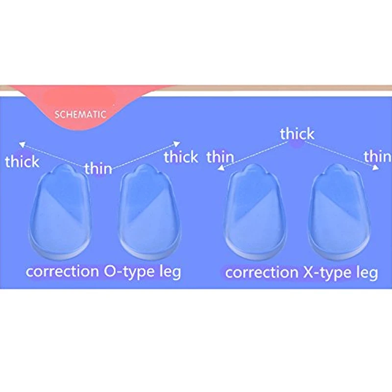 Palmilhas ortopédicas de sapato, 1 par de almofadas de silicone para mulheres/homens, medial e lateral, calcanhar, proteção para perna tipo o/x