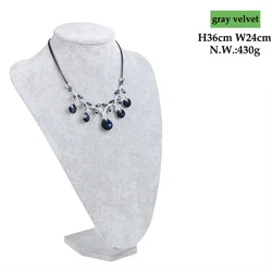 Gray Velvet  Model Bust Show Jewelry Necklace Earring Display Pendants Mannequin Jewelry Stand Organizer