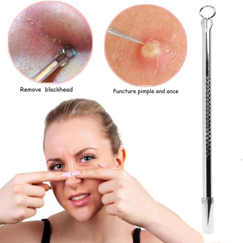 1pcs acne needle acne removing blackhead acne needle acne clearing needle picking acne row scraping acne double-headed stainless