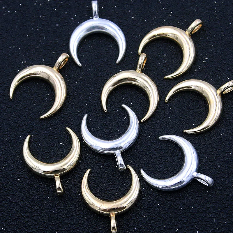 30PCS 16*20mm 2 Color  Charms Crescent Moon Fashion Natural Pendant Metal Alloy For DIY Necklace Handwork Marking Accessories