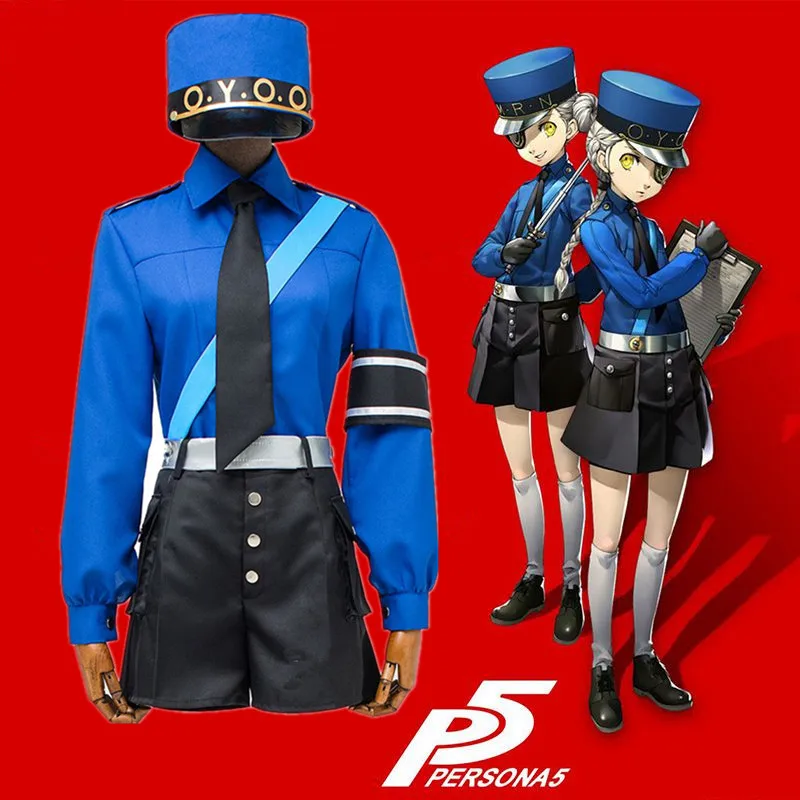 Persona 5 Caroline and Justine Twin Prison Wardens Cosplay Costume Adult Halloween Unisex Police Women Sheriff Uniforms Suit