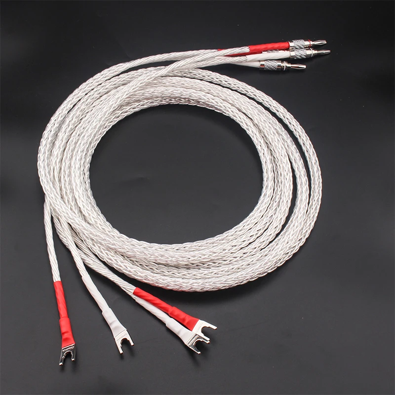 Hi-End 8Ag OCC Silver Plated Speaker Cable High Performance Amplifier HiFi Audio Speake Interconnector Cables